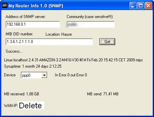 My Router Info via SNMP screenshot