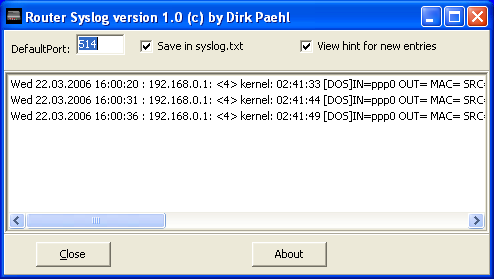 RouterSyslog screen shot